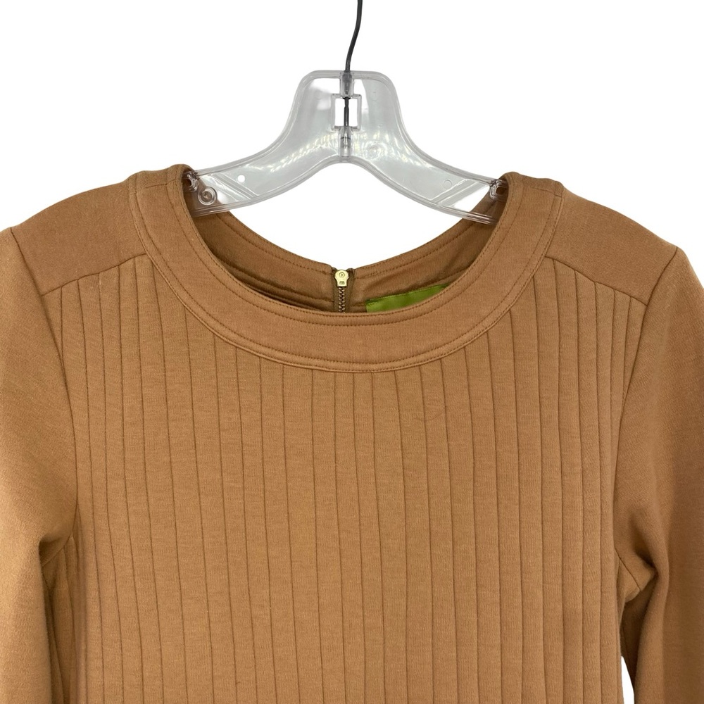 Elizabeth McKay The Pleated Belted Knit Dress Camel Brown - Picture 4 of 10